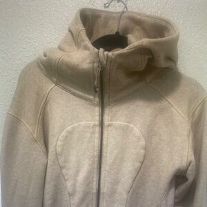 Lululemon Scuba Hoodie Womens 8 Beige Pink Full Zip Thumbholes Jacket